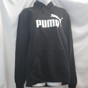 PUMA Men's Black Hoodie with White Logo